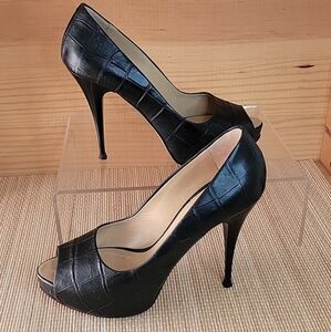 Giuseppe Zanotti Genuine Leather Croc Embossed Open Toe High Heels 37.5 (US 7.5)